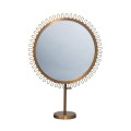 Солнечные лучи круглый стоит рамка с зеркалом с старинное золото Латунь отделка